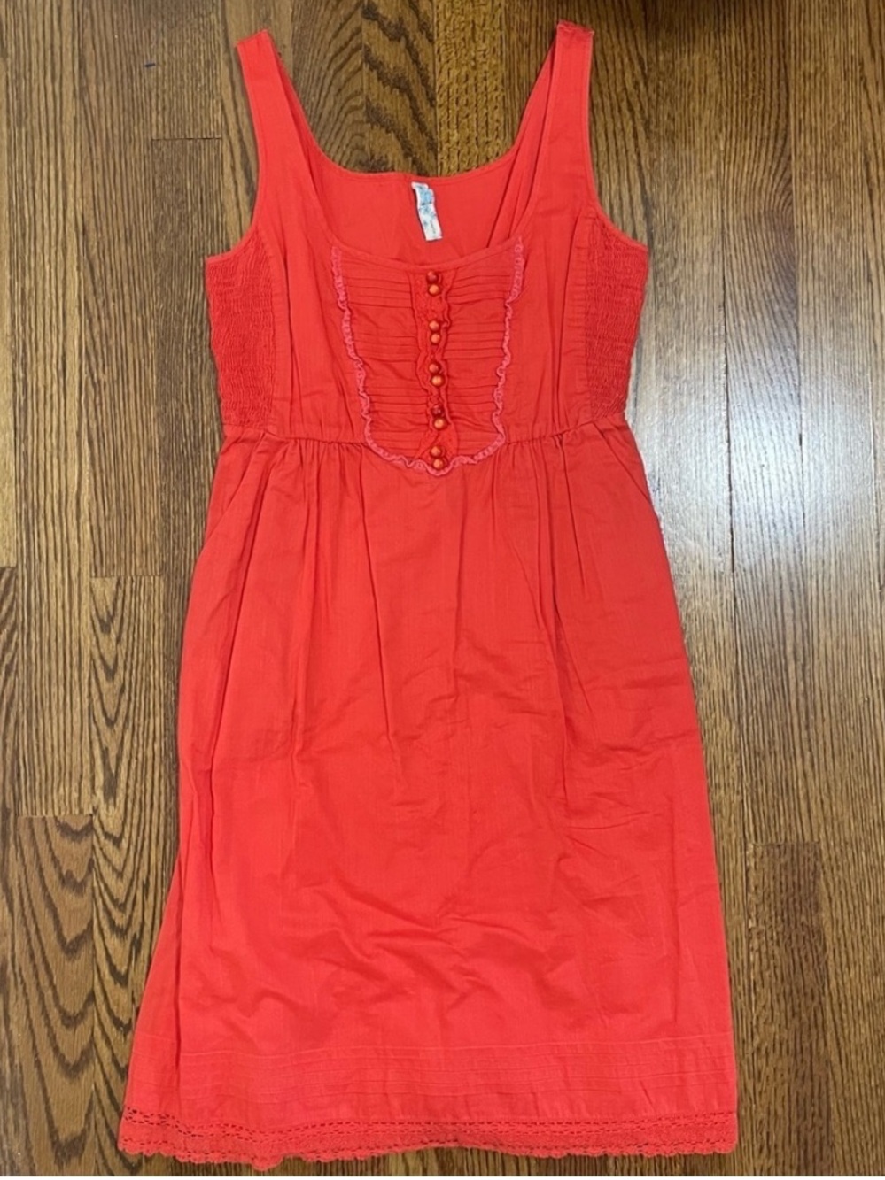 Maeve Coral-Red Sleeveless Button-Front Dress